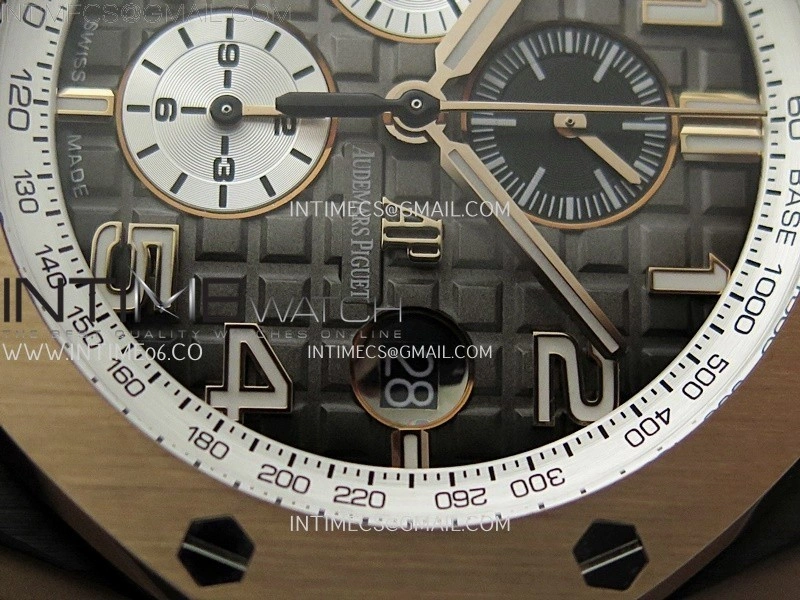 Royal Oak Offshore 44mm Black Ceramic TKF 1:1 Best Edition Gray Dial RG Bezel on Black Rubber Strap A3126