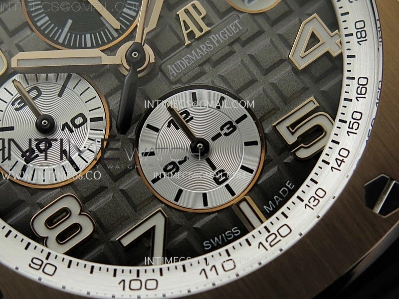 Royal Oak Offshore 44mm Black Ceramic TKF 1:1 Best Edition Gray Dial RG Bezel on Black Rubber Strap A3126