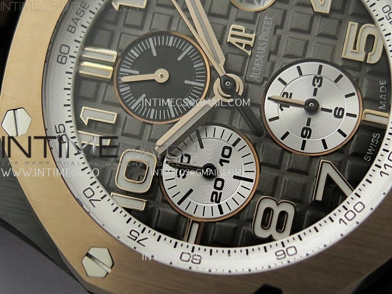 Royal Oak Offshore 44mm Black Ceramic TKF 1:1 Best Edition Gray Dial RG Bezel on Black Rubber Strap A3126