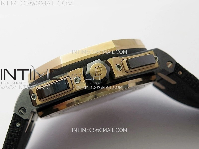 Royal Oak Offshore 44mm Black Ceramic TKF 1:1 Best Edition Gray Dial RG Bezel on Black Rubber Strap A3126