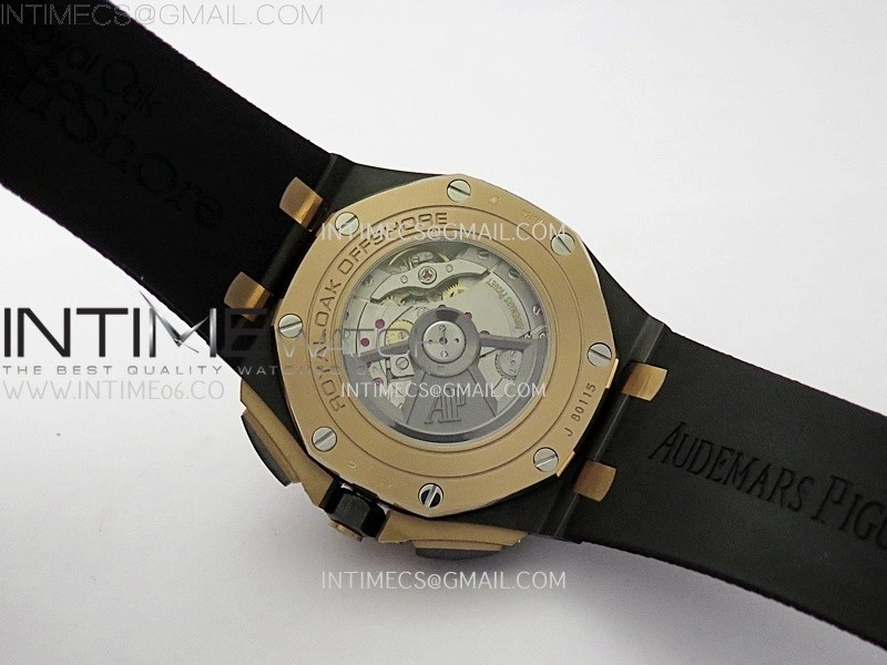 Royal Oak Offshore 44mm Black Ceramic TKF 1:1 Best Edition Gray Dial RG Bezel on Black Rubber Strap A3126