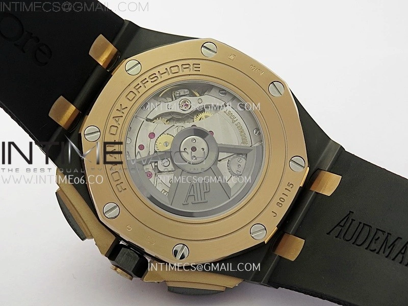 Royal Oak Offshore 44mm Black Ceramic TKF 1:1 Best Edition Gray Dial RG Bezel on Black Rubber Strap A3126