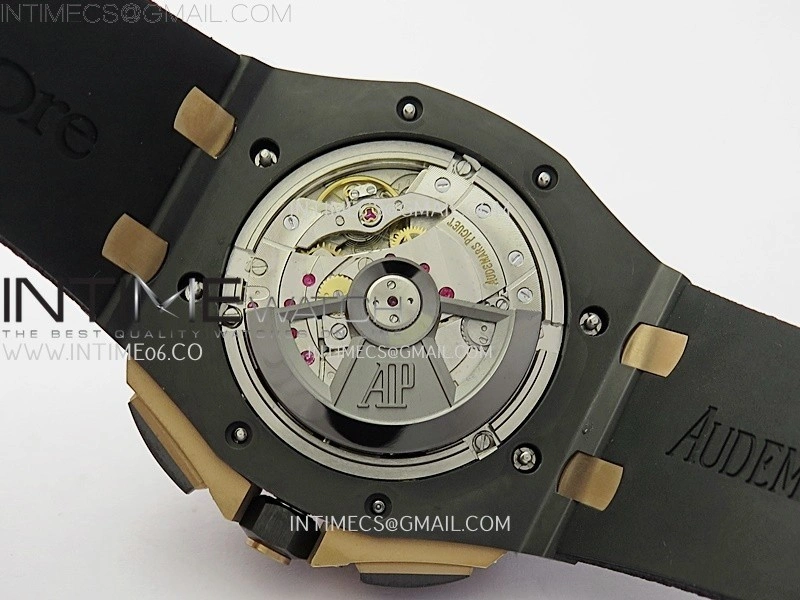 Royal Oak Offshore 44mm Black Ceramic TKF 1:1 Best Edition Gray Dial RG Bezel on Black Rubber Strap A3126