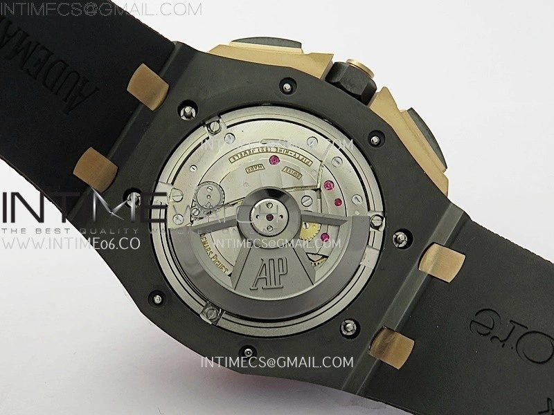 Royal Oak Offshore 44mm Black Ceramic TKF 1:1 Best Edition Gray Dial RG Bezel on Black Rubber Strap A3126