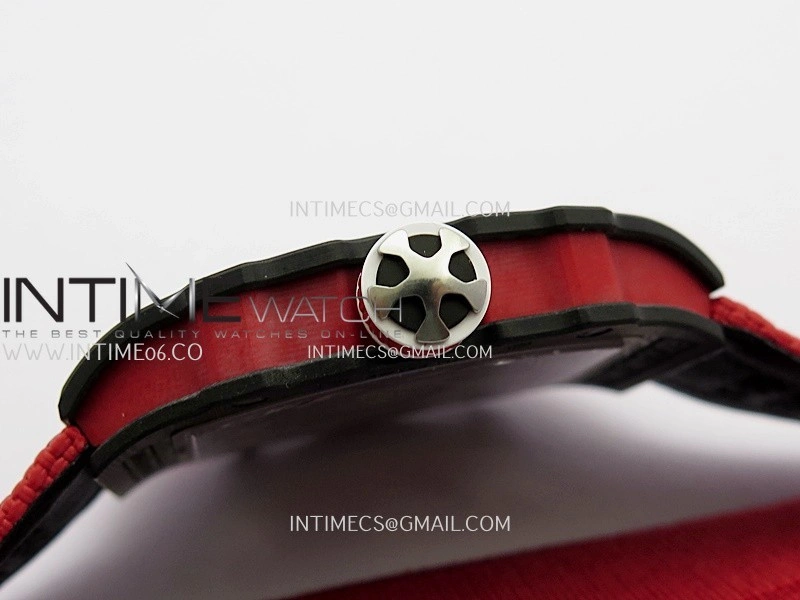 RM67-02 Black NTPT Umi Office 1:1 Blue Red Skeleton Dial On Red Nylon Strap CRMA7 Clone V2