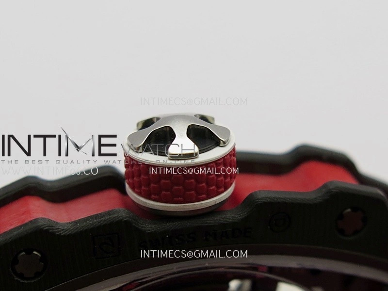 RM67-02 Black NTPT Umi Office 1:1 Blue Red Skeleton Dial On Red Nylon Strap CRMA7 Clone V2