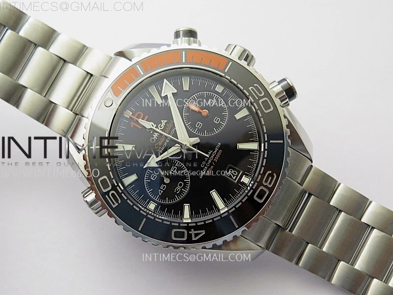 Planet Ocean Master Chronometer Black Orange Ceramic Bezel SS SCF 1:1 Best Edition Black Dial on SS Bracelet A9900