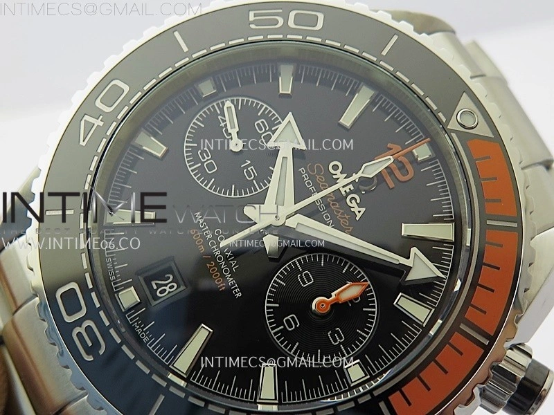 Planet Ocean Master Chronometer Black Orange Ceramic Bezel SS SCF 1:1 Best Edition Black Dial on SS Bracelet A9900