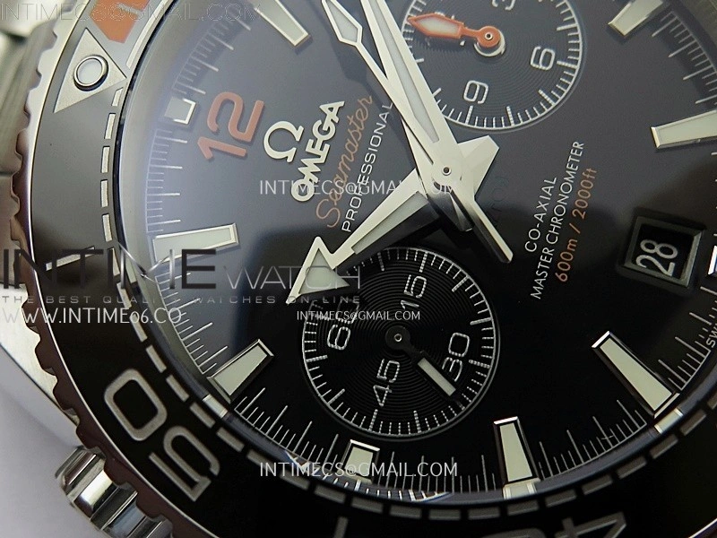 Planet Ocean Master Chronometer Black Orange Ceramic Bezel SS SCF 1:1 Best Edition Black Dial on SS Bracelet A9900