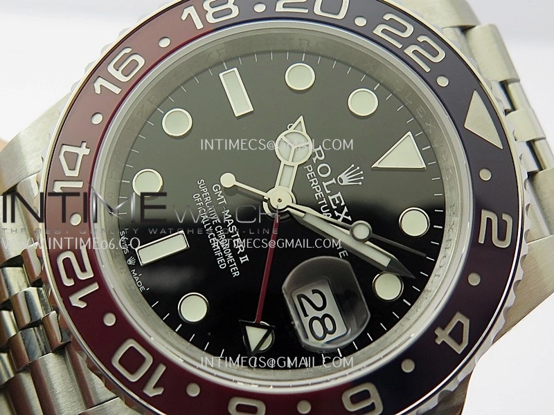 GMT-Master II 126710 BLRO Black Red V2 904L SS QF 1:1 Best Edition Black Dial On Jubilee Bracelet SH3285 CHS