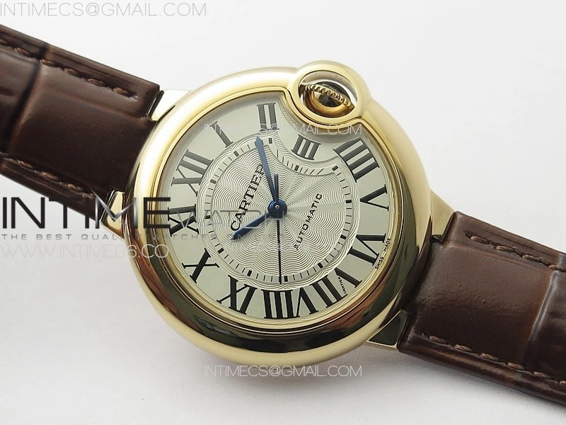 Ballon Bleu 33mm RG 3KF 1:1 Best Edition White Textured Dial on Brown Leather Strap A076