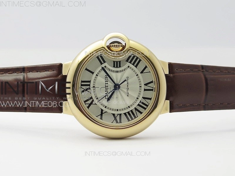Ballon Bleu 33mm RG 3KF 1:1 Best Edition White Textured Dial on Brown Leather Strap A076
