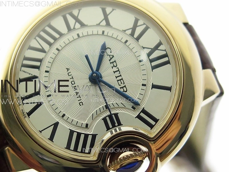 Ballon Bleu 33mm RG 3KF 1:1 Best Edition White Textured Dial on Brown Leather Strap A076