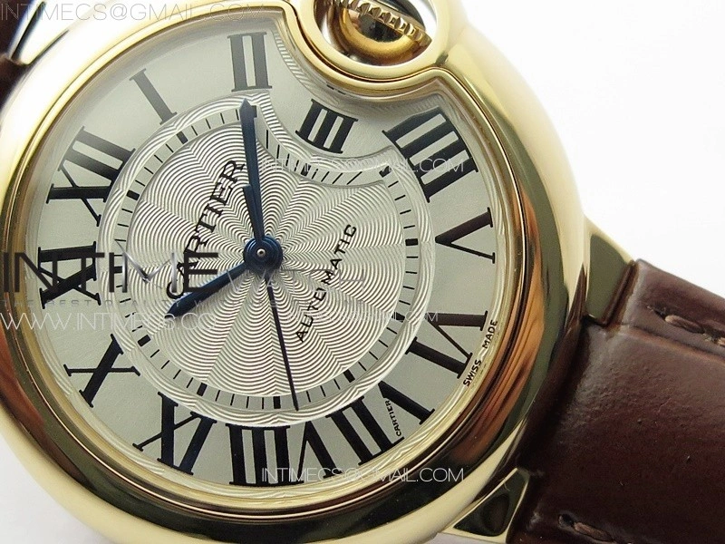 Ballon Bleu 33mm RG 3KF 1:1 Best Edition White Textured Dial on Brown Leather Strap A076