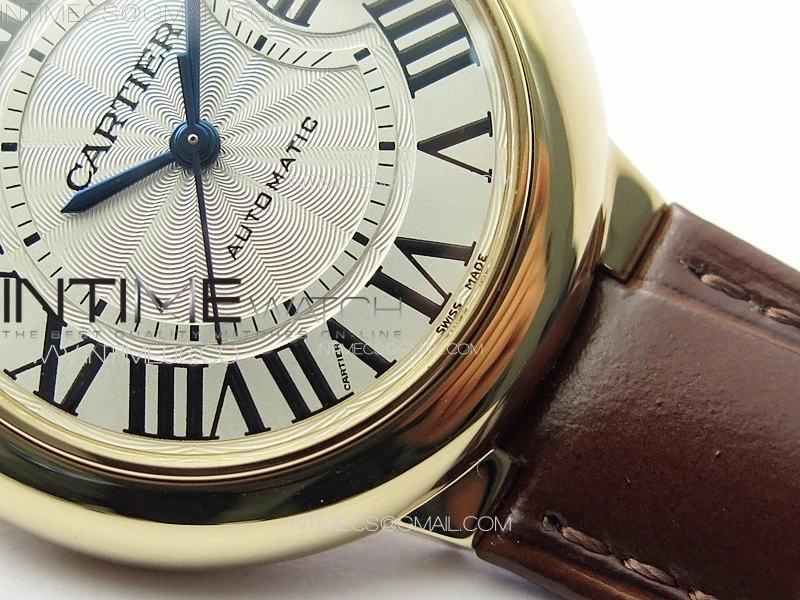 Ballon Bleu 33mm RG 3KF 1:1 Best Edition White Textured Dial on Brown Leather Strap A076