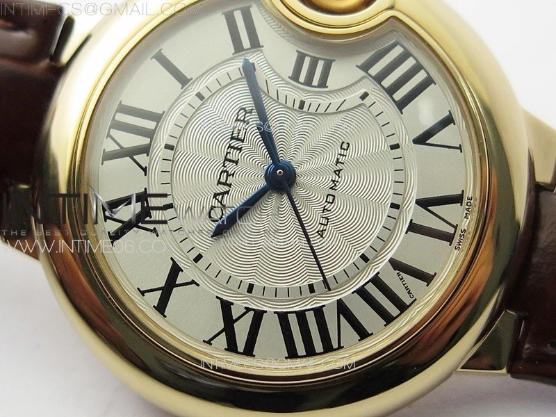 Ballon Bleu 33mm RG 3KF 1:1 Best Edition White Textured Dial on Brown Leather Strap A076