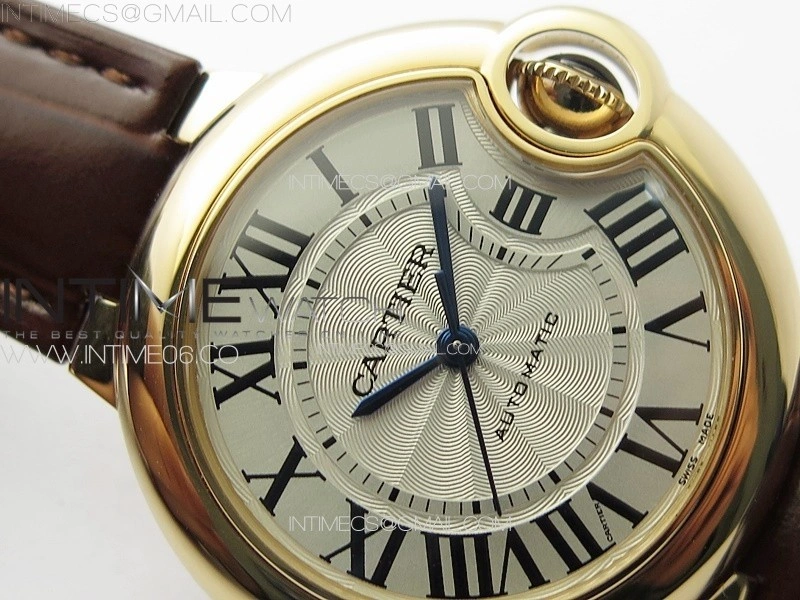 Ballon Bleu 33mm RG 3KF 1:1 Best Edition White Textured Dial on Brown Leather Strap A076