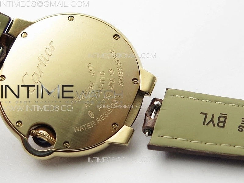 Ballon Bleu 33mm RG 3KF 1:1 Best Edition White Textured Dial on Brown Leather Strap A076