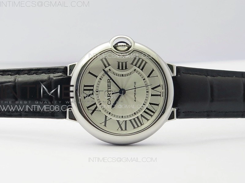 Ballon Bleu 36mm SS 3KF 1:1 Best Edition White Textured Dial on Black Leather Strap A076