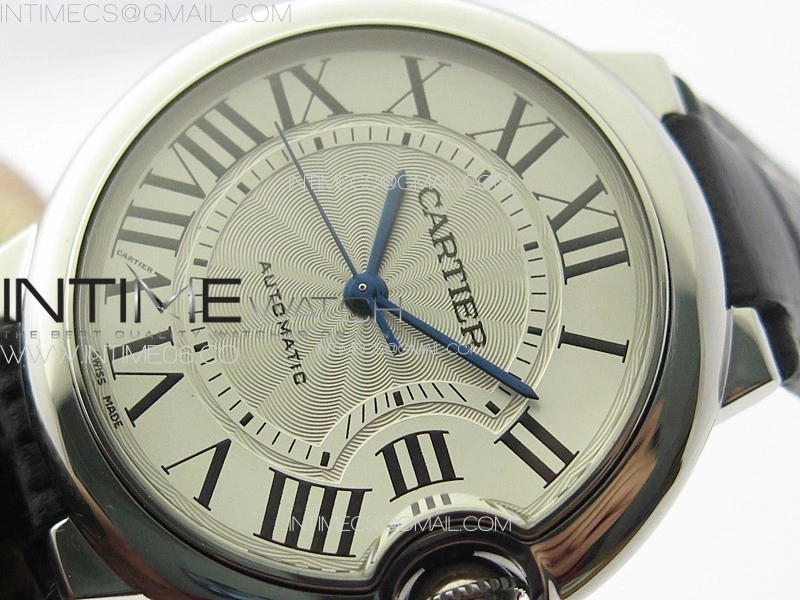 Ballon Bleu 36mm SS 3KF 1:1 Best Edition White Textured Dial on Black Leather Strap A076