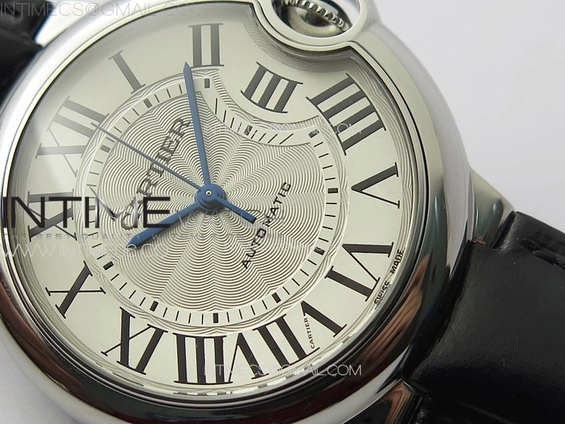 Ballon Bleu 36mm SS 3KF 1:1 Best Edition White Textured Dial on Black Leather Strap A076