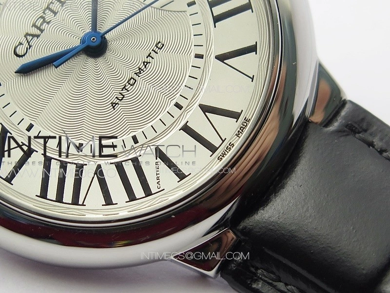Ballon Bleu 36mm SS 3KF 1:1 Best Edition White Textured Dial on Black Leather Strap A076
