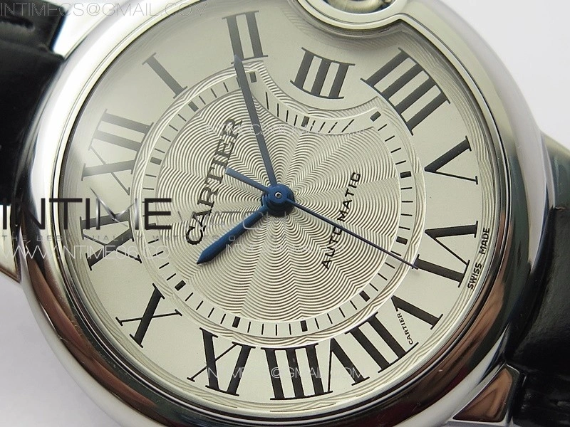 Ballon Bleu 36mm SS 3KF 1:1 Best Edition White Textured Dial on Black Leather Strap A076