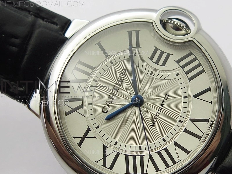 Ballon Bleu 36mm SS 3KF 1:1 Best Edition White Textured Dial on Black Leather Strap A076