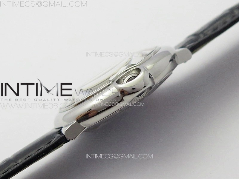 Ballon Bleu 36mm SS 3KF 1:1 Best Edition White Textured Dial on Black Leather Strap A076