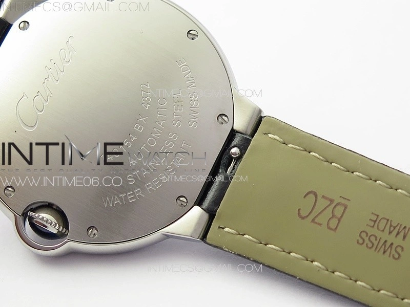 Ballon Bleu 36mm SS 3KF 1:1 Best Edition White Textured Dial on Black Leather Strap A076
