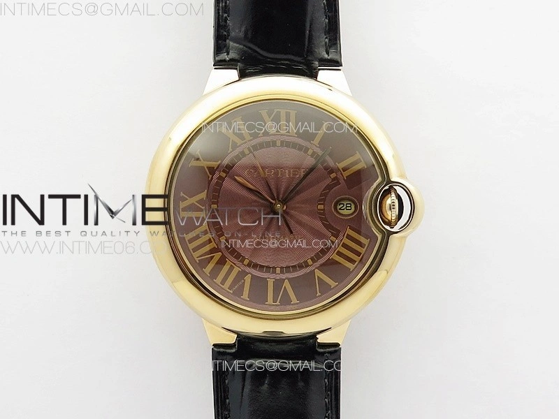 Ballon Bleu 42mm RG 3KF 1:1 Best Edition Brown Texture Dial on Brown Leather Strap A2824