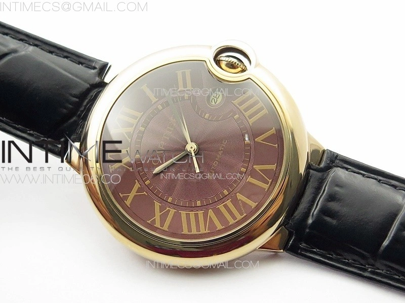Ballon Bleu 42mm RG 3KF 1:1 Best Edition Brown Texture Dial on Brown Leather Strap A2824