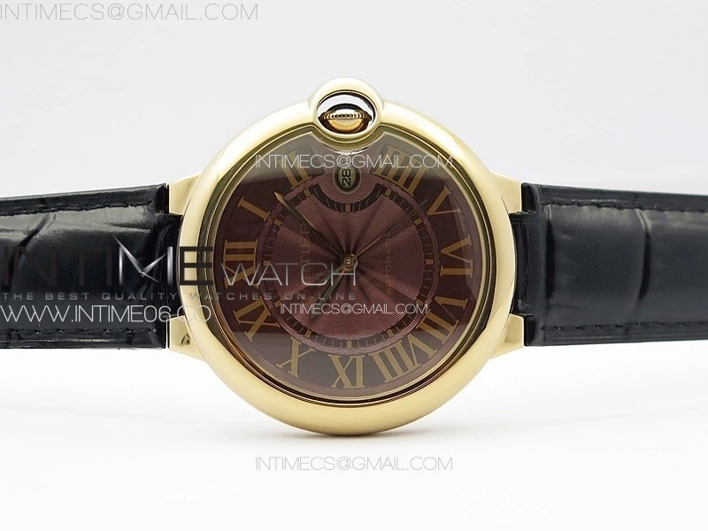 Ballon Bleu 42mm RG 3KF 1:1 Best Edition Brown Texture Dial on Brown Leather Strap A2824