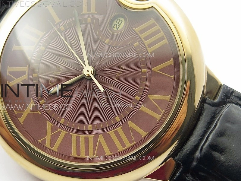 Ballon Bleu 42mm RG 3KF 1:1 Best Edition Brown Texture Dial on Brown Leather Strap A2824