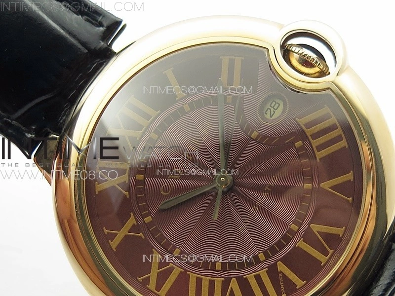 Ballon Bleu 42mm RG 3KF 1:1 Best Edition Brown Texture Dial on Brown Leather Strap A2824