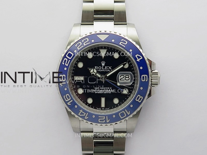 GMT Master II 126710 Dark Light Blue Ceramic 904L SS AR+F 1:1 Best Edition Blue Dial on Oyster Bracelet DD3285 CHS