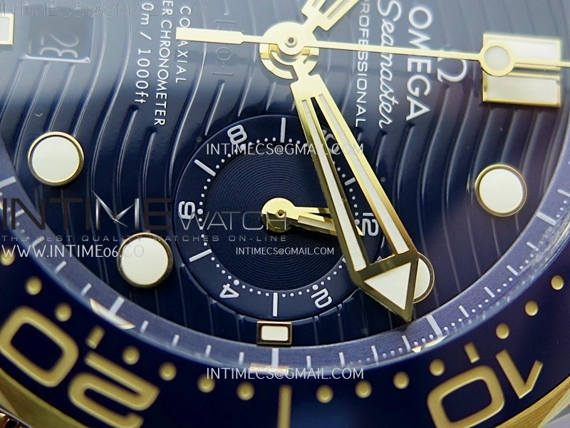 Seamaster 300M Chrono Blue Ceramic Bezel SS YG N1F 1:1 Best Edition Blue Dial on Blue Rubber Strap A9900