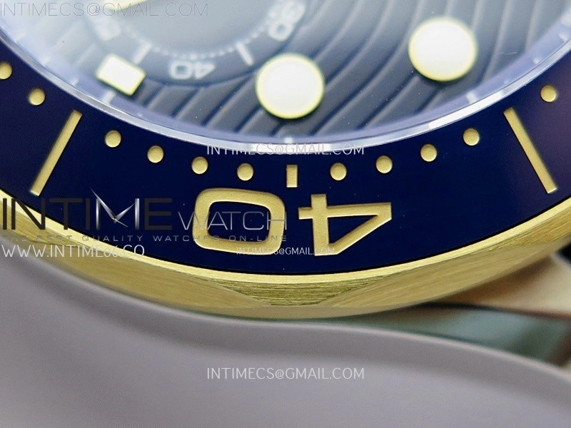 Seamaster 300M Chrono Blue Ceramic Bezel SS YG N1F 1:1 Best Edition Blue Dial on Blue Rubber Strap A9900