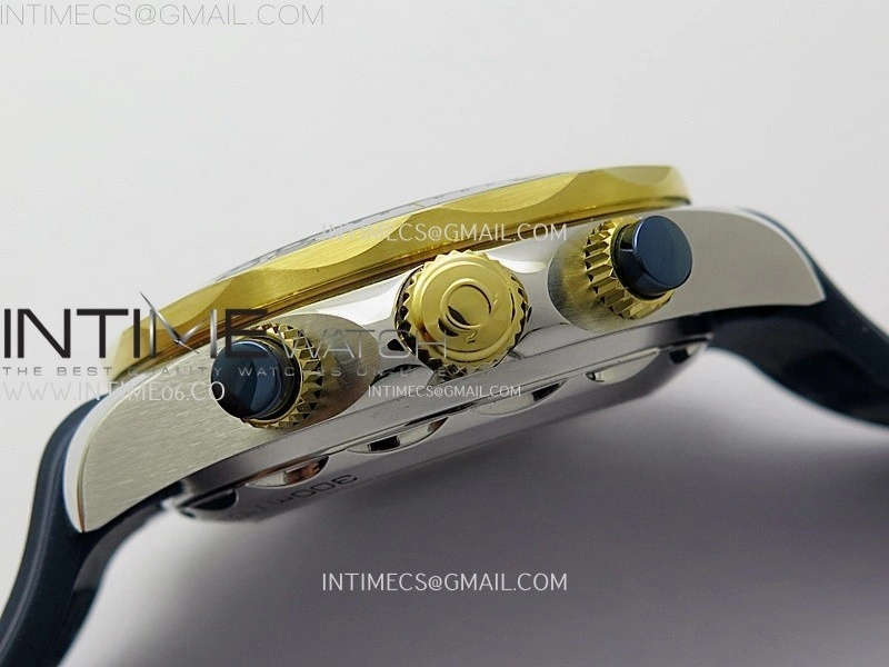 Seamaster 300M Chrono Blue Ceramic Bezel SS YG N1F 1:1 Best Edition Blue Dial on Blue Rubber Strap A9900