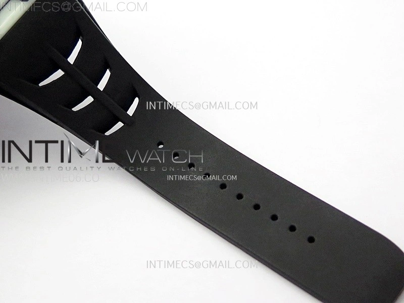 RM035-03 White Carbon Blue Crown Z Factory Skeleton Dial on Black Rubber Strap Asian Skeleton movement