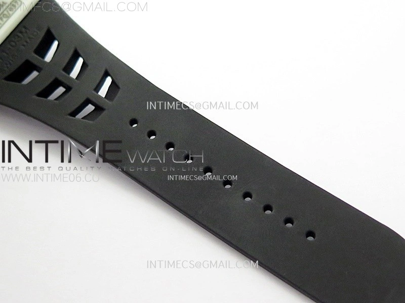 RM035-03 White Carbon Blue Crown Z Factory Skeleton Dial on Black Rubber Strap Asian Skeleton movement