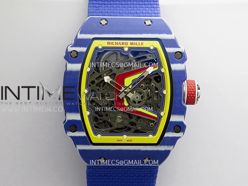 RM67-02 Fernando Blue NTPT Umi Office 1:1 Blue Red Skeleton Dial On Blue Nylon Strap CRMA7 Clone V2