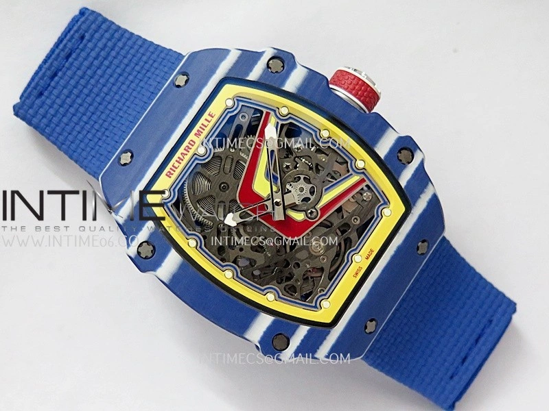RM67-02 Fernando Blue NTPT Umi Office 1:1 Blue Red Skeleton Dial On Blue Nylon Strap CRMA7 Clone V2