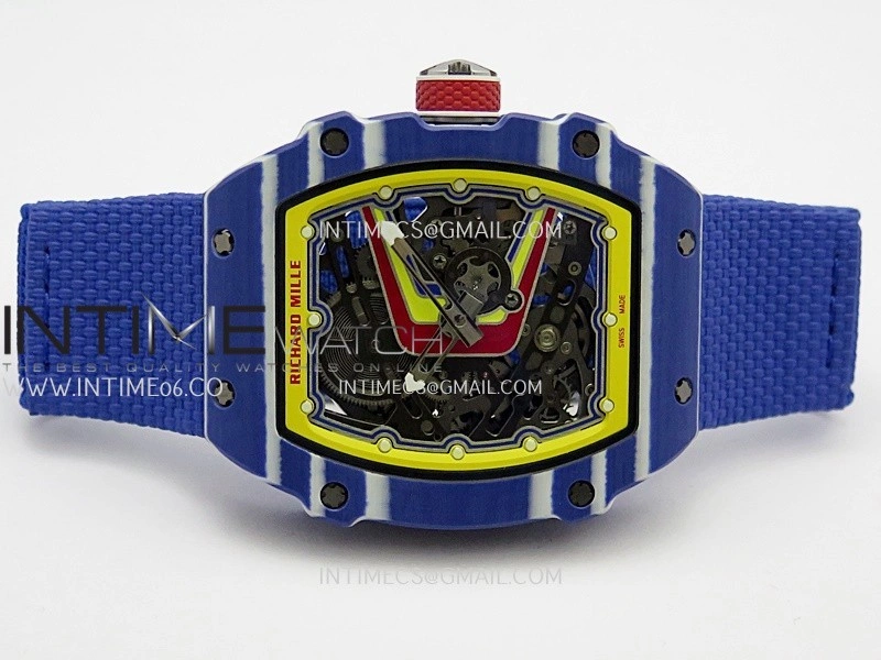 RM67-02 Fernando Blue NTPT Umi Office 1:1 Blue Red Skeleton Dial On Blue Nylon Strap CRMA7 Clone V2