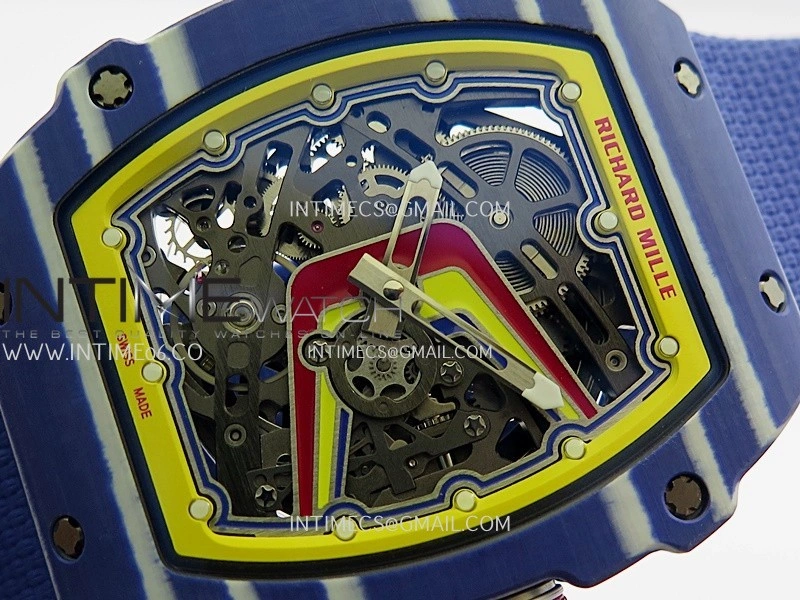 RM67-02 Fernando Blue NTPT Umi Office 1:1 Blue Red Skeleton Dial On Blue Nylon Strap CRMA7 Clone V2