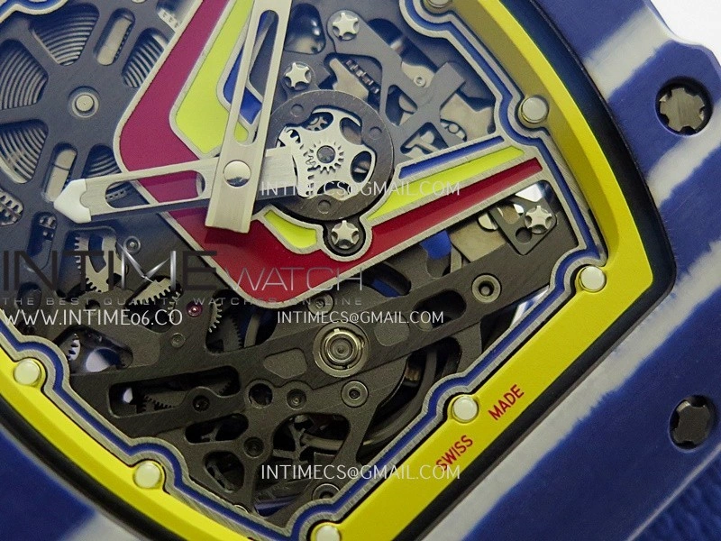RM67-02 Fernando Blue NTPT Umi Office 1:1 Blue Red Skeleton Dial On Blue Nylon Strap CRMA7 Clone V2