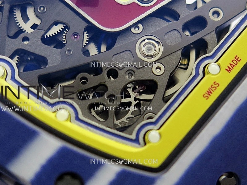 RM67-02 Fernando Blue NTPT Umi Office 1:1 Blue Red Skeleton Dial On Blue Nylon Strap CRMA7 Clone V2