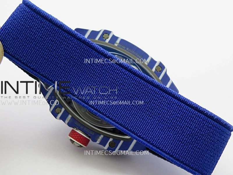 RM67-02 Fernando Blue NTPT Umi Office 1:1 Blue Red Skeleton Dial On Blue Nylon Strap CRMA7 Clone V2