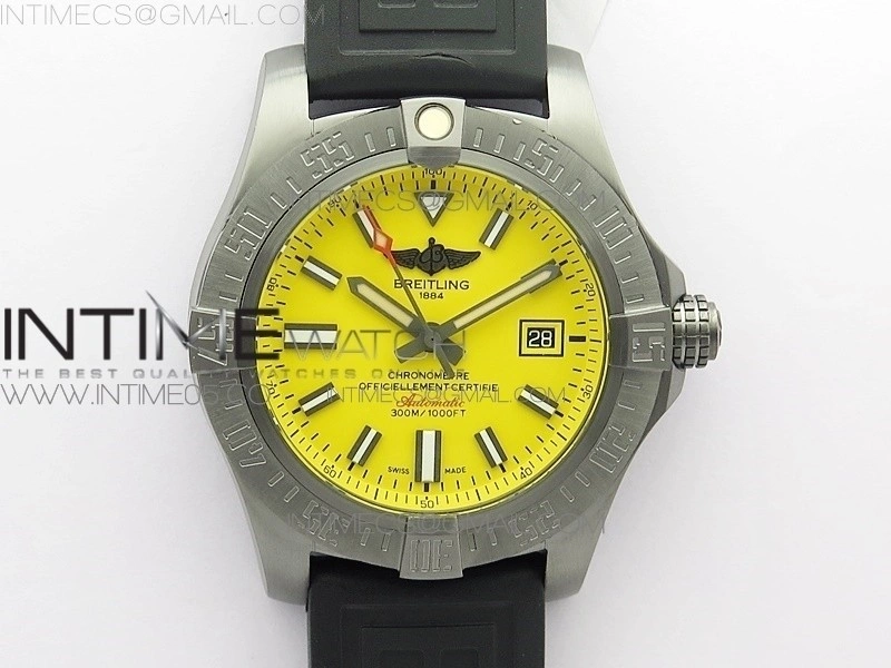 AVENGER Boutique Edition V17310 Ti DLC 1:1 Best Edition Yellow Dial on Rubber Strap A2824