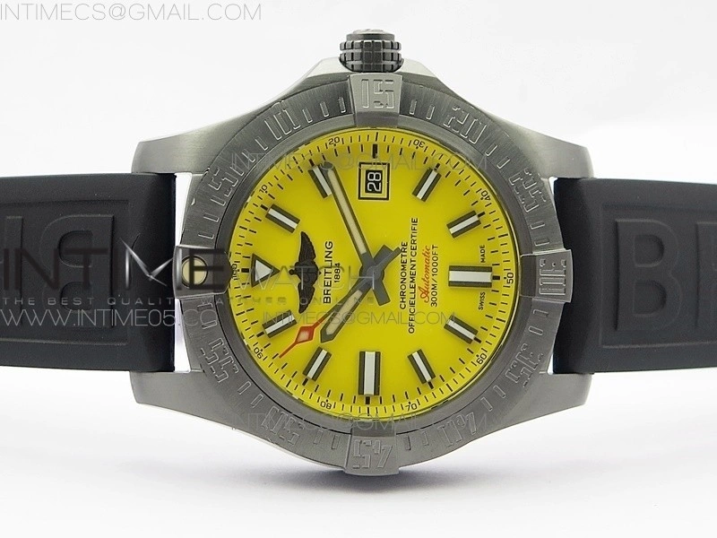 AVENGER Boutique Edition V17310 Ti DLC 1:1 Best Edition Yellow Dial on Rubber Strap A2824
